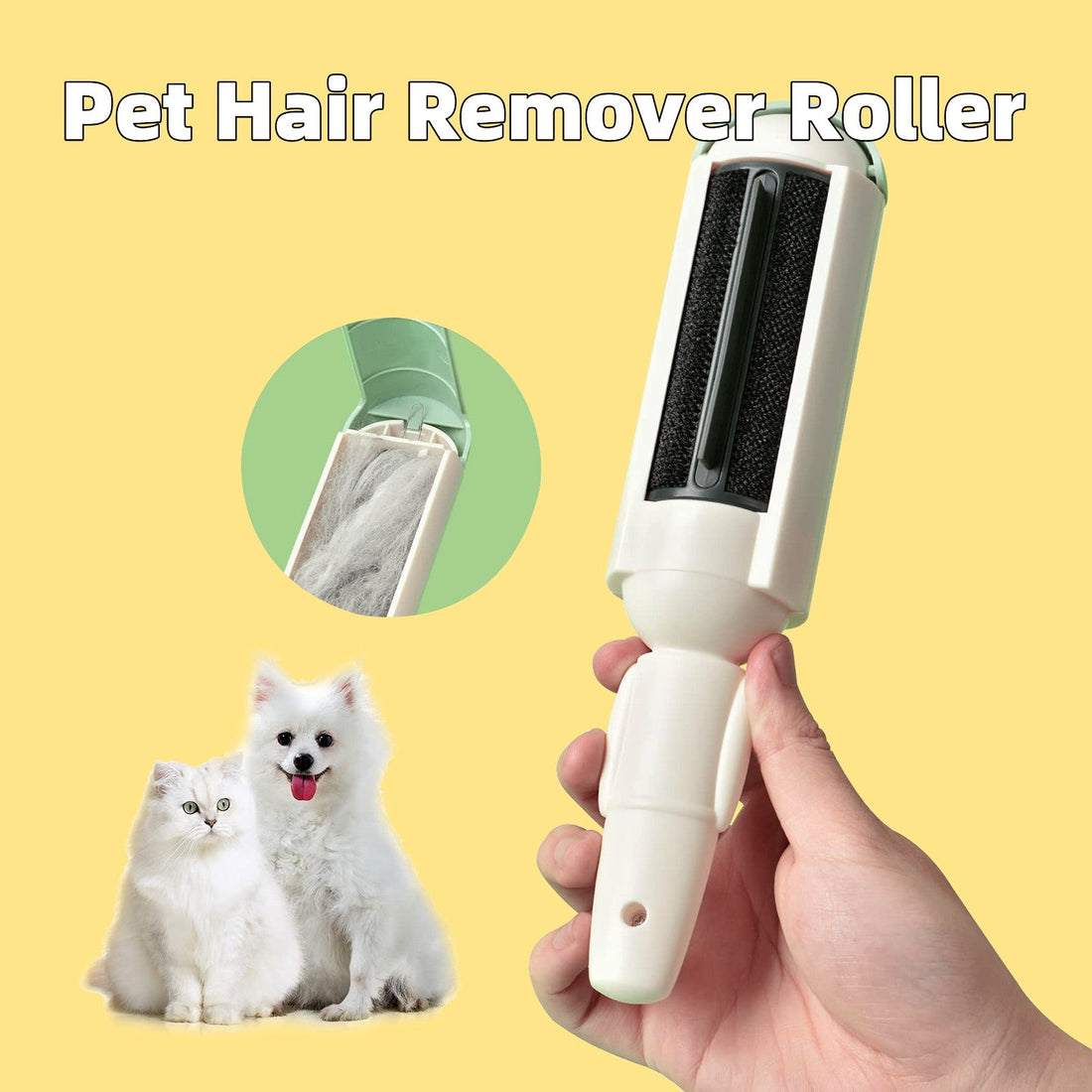 Reusable pet hair remover tool lifting fur from fabric
